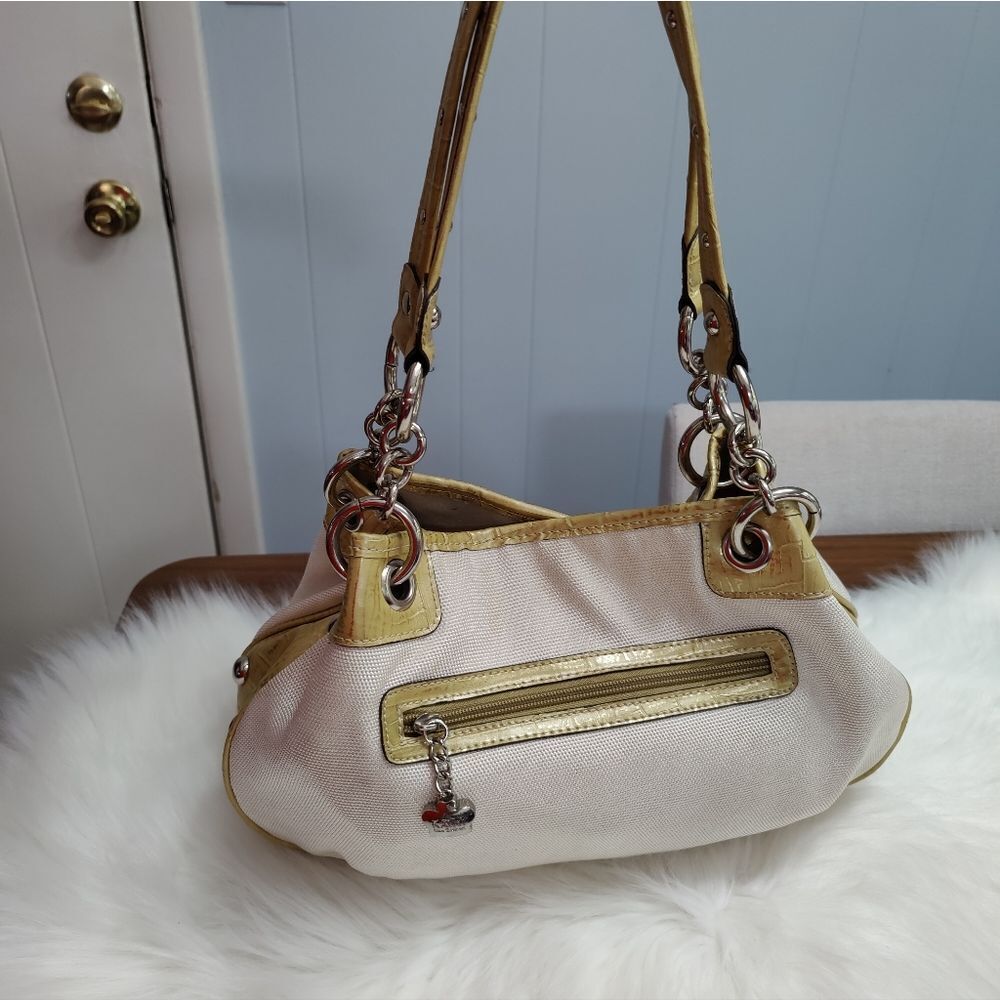 Kathy Van Zeeland Cream and Gold Hobo Bag
